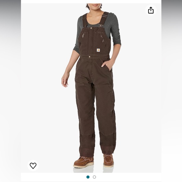 Carhartt Womens Small Loose Fit Washed Duck Insulated Biberal - Picture 1 of 9